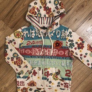 vintage LUCKY BRAND Hoodie ~ Sz M ~ Japanese Cat